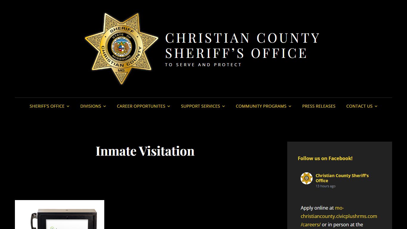 Inmate Visitation – CHRISTIAN COUNTY SHERIFF’S OFFICE