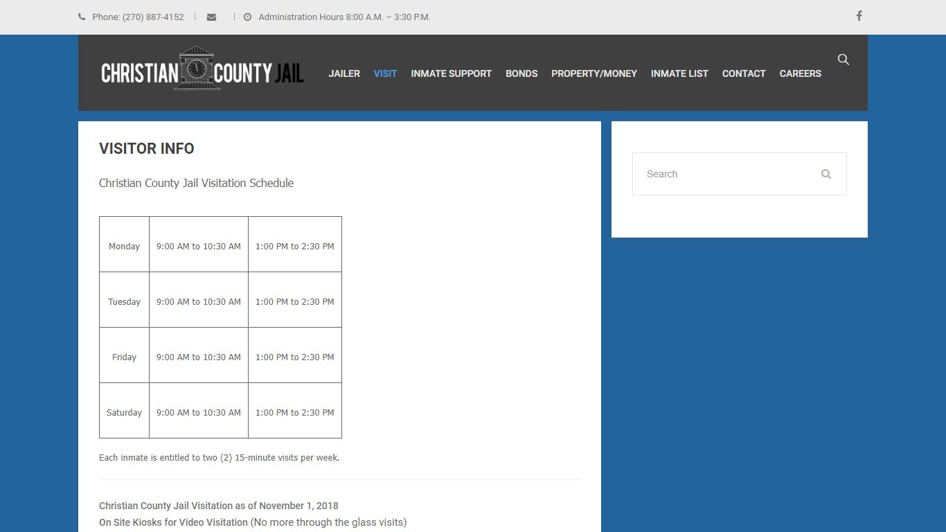 Visitor Info – Christian County Jail