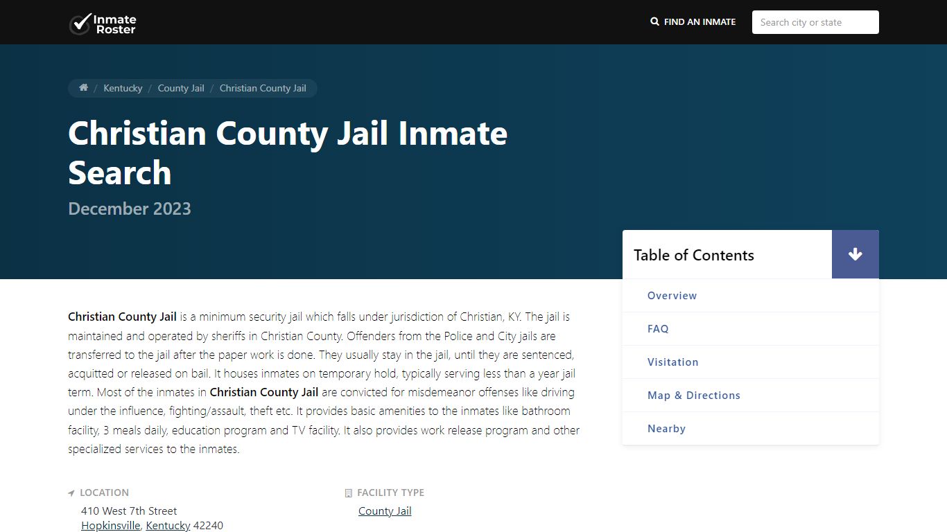 Inmate Search | Christian County Jail - Hopkinsville, KY