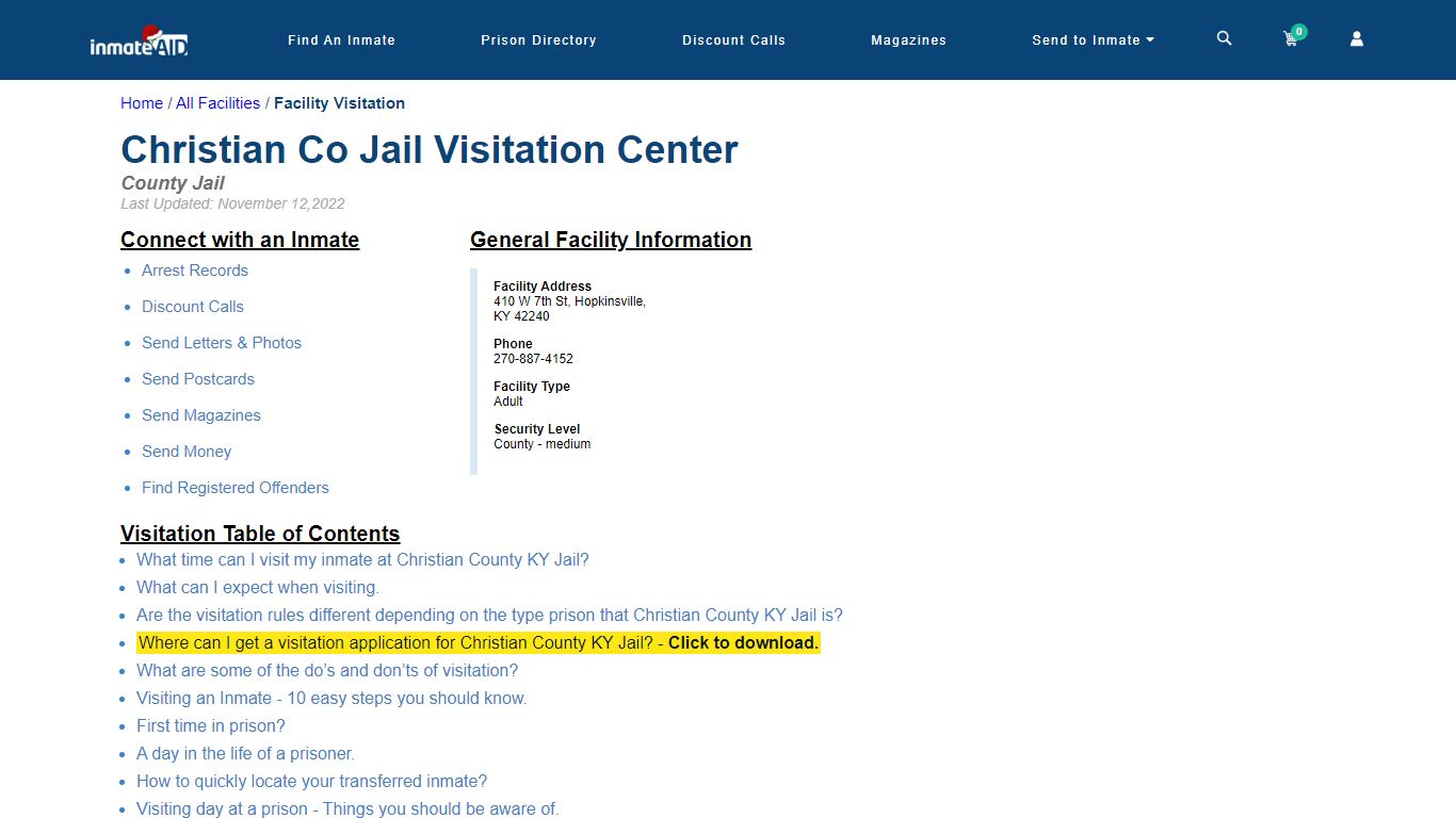 Christian County KY Jail | Visitation, dress code & visiting hours