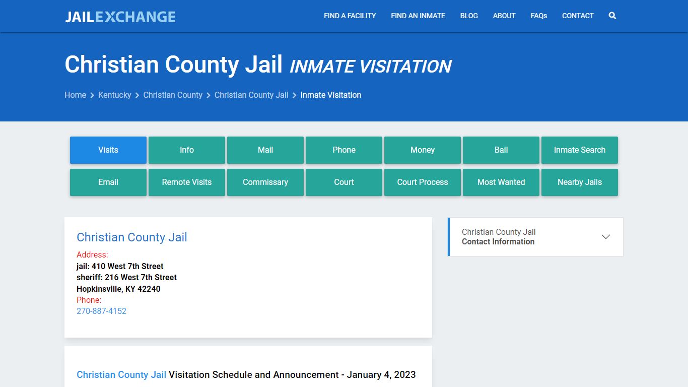 Inmate Visitation - Christian County Jail, KY - Jail Exchange