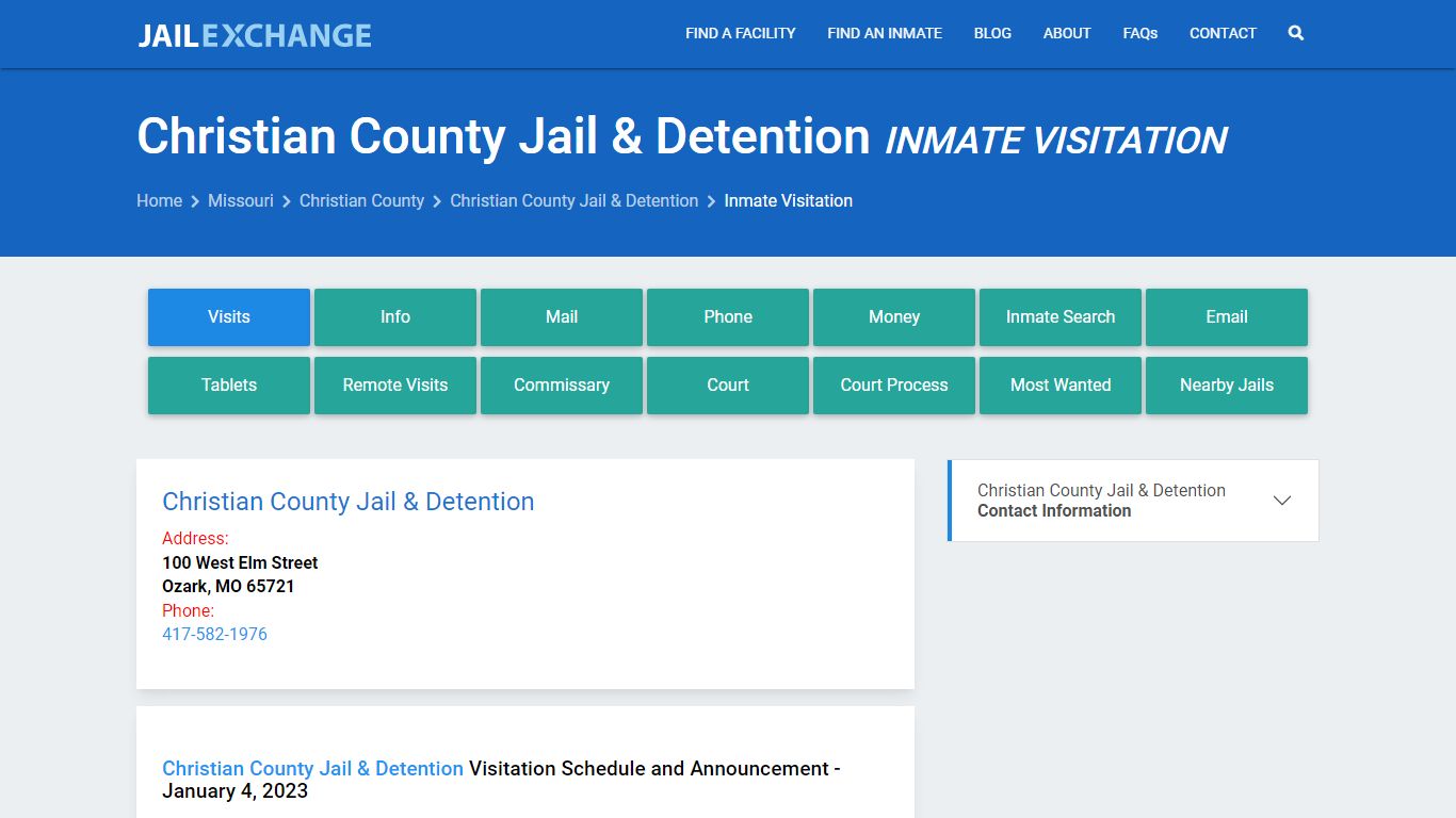 Inmate Visitation - Christian County Jail & Detention, MO - Jail Exchange