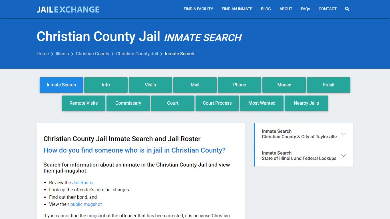 Inmate Search: Roster & Mugshots - Christian County Jail, IL